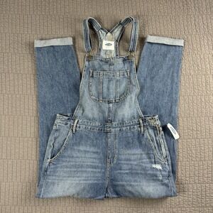 Old Navy Denim Overalls Women's Medium Tall Blue Tapered Boho Western Rodeo
